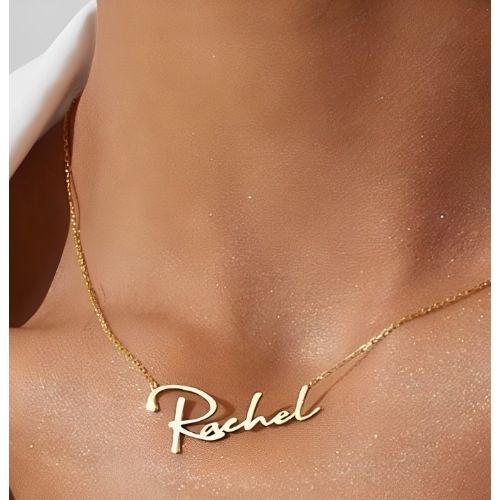 24k pure Gold or 18Kgold plated or Pure silver name necklace.