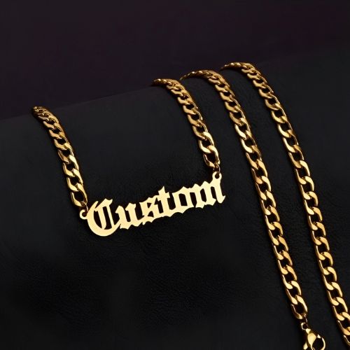 24k pure Gold or 18Kgold plated or Pure silver name necklace.