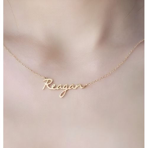 24k pure Gold or 18Kgold plated or Pure silver name necklace.