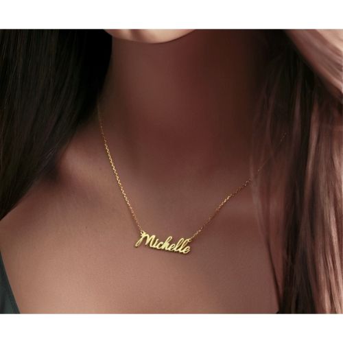 24k pure Gold or 18Kgold plated or Pure silver name necklace.