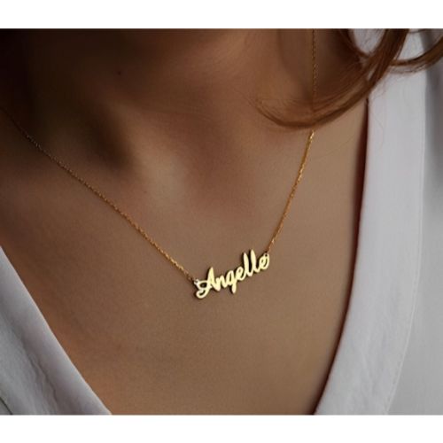 24k pure Gold or 18Kgold plated or Pure silver name necklace.