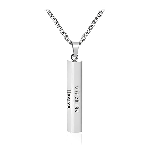 AALIA JEWELRIES 3D Bar rectangle Custom Name Engraved Nameplate Necklace Men Women silver-Personalized Nameplate Pendant.