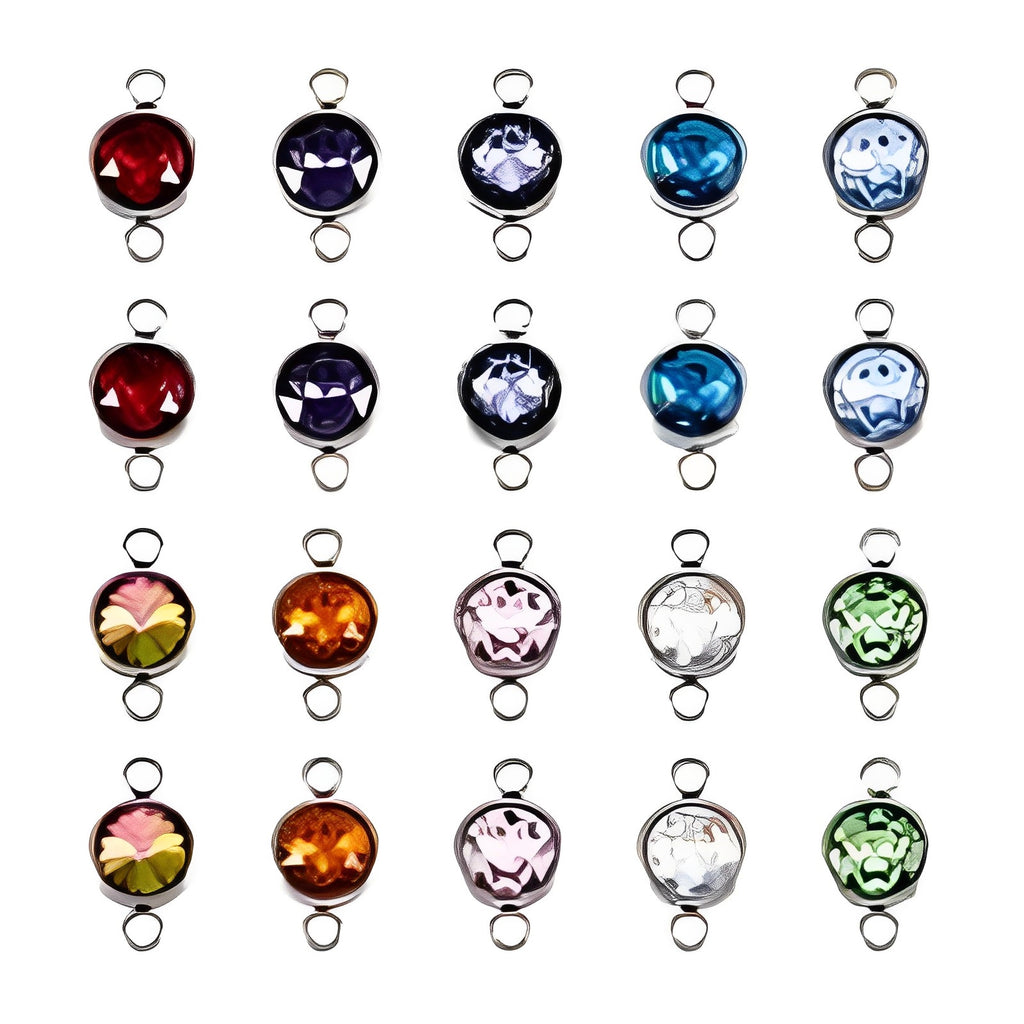 1 set of 12pcs Bright Birthstone Charms Silver color Acrylic charms measuring 11 mm by 19 mm for DIY Statement Necklace, Pendant, Anklet and Bracelet