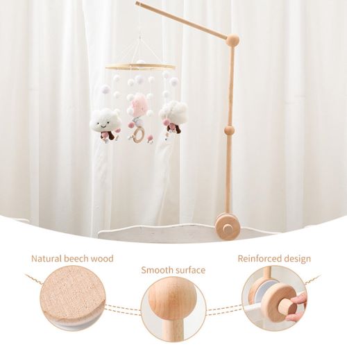 Let's Make Wooden Bed Bell Bracket Mobile Hanging Rattles Hanger Mobile Bed Bell Wood Holder Arm Bracket