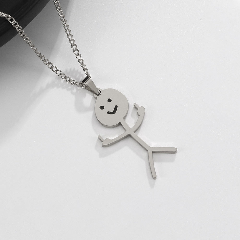 2023 Hip Hop Titanium Steel Pendant Necklace For Women Men Cute Kpop Korean Fashion Doodle Necklace Couple Jewelry Party Gift