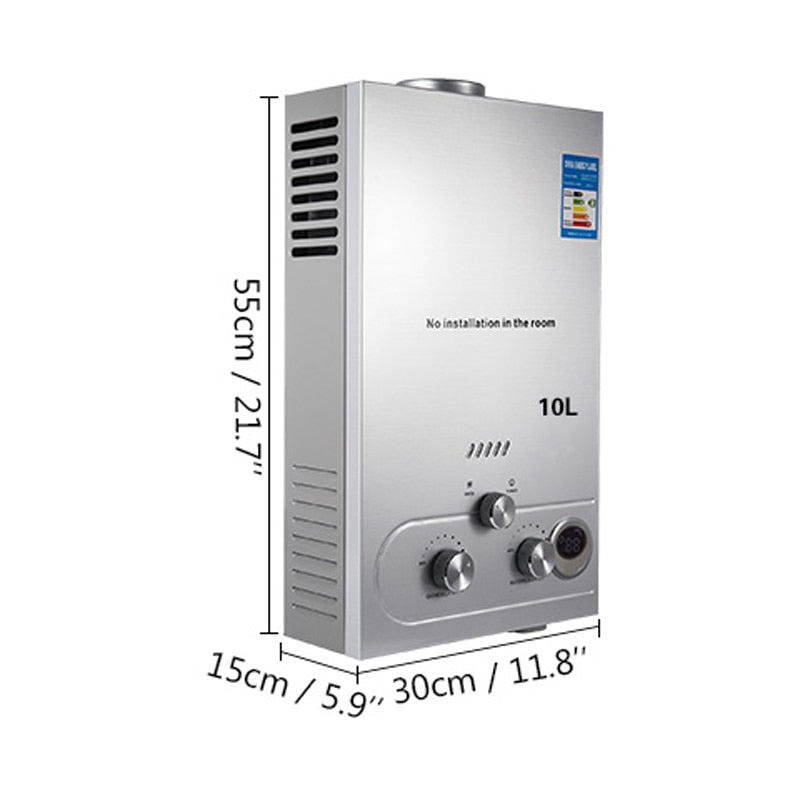 VEVOR 6L/8L/10L/12L/16L/18L LPG Propane Gas Instant Hot Water Heater Boiler Outdoor Stainless Steel