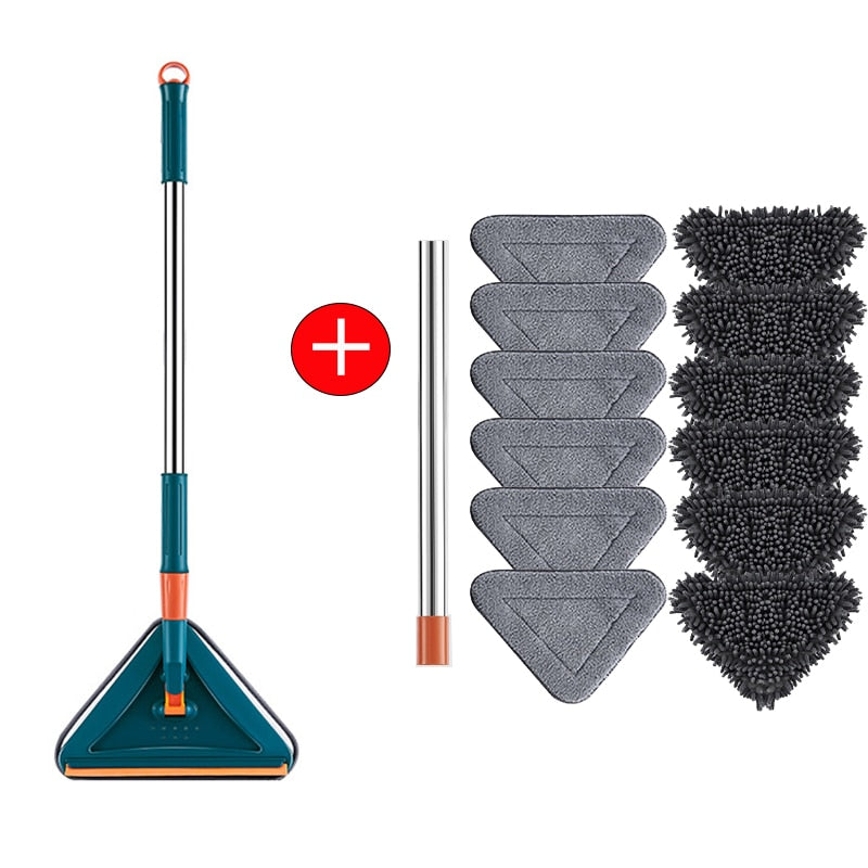 NEW-360° Rotatable Expandable Triangle Mop with Glass Scraper Multifunction 1.5m Home Floor Ceiling cleaning Car Cleaning Mop