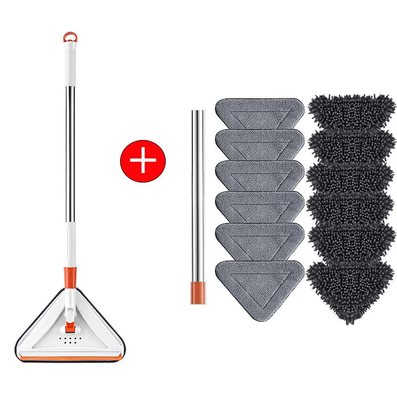 NEW-360° Rotatable Expandable Triangle Mop with Glass Scraper Multifunction 1.5m Home Floor Ceiling cleaning Car Cleaning Mop