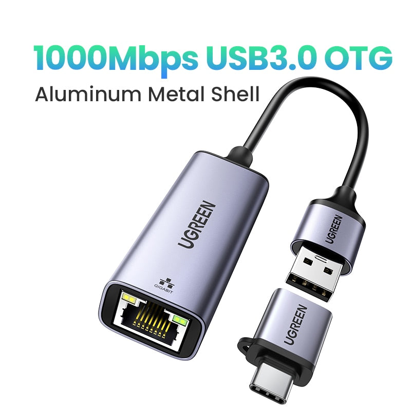 UGREEN USB C Ethernet Adapter 1000/100Mbps USB Lan RJ45 Thunderbolt 3 for Laptop Macbook Samsung iPad USB Ethernet Network Card