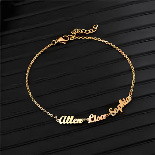 Men Gold three Names Customized Names  Personalised Jewel