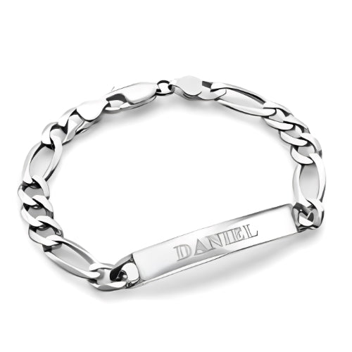 Custom Bracelets For Men Name plated Bracelet Engraved Silver Jewellery.