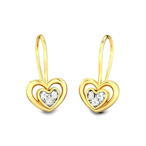 Customized Gold Heart Shape Hook Earrings with Zircon Personalized Jewelry
