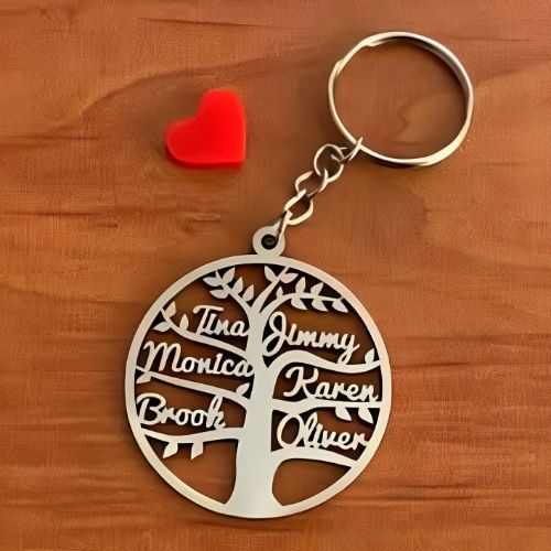 Family Tree Design Keychain Customized 2-8 Names Pesonalised Name