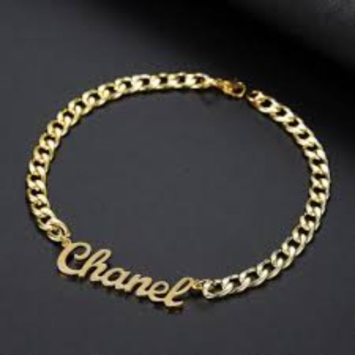 Gold Custom Name Font Bracelet for Women Men Couple Personalized Chain Bracelet.