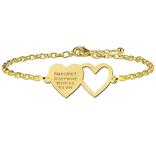 Gold Anklet 2 Hearts Shape Design  Quote Personalized Name