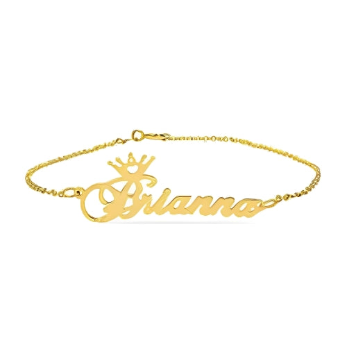 Gold Anklet Custmized Name with Crown Personalized Name