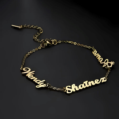 Gold Anklet Customized 1-4 Initials Personalized1-4 Initials