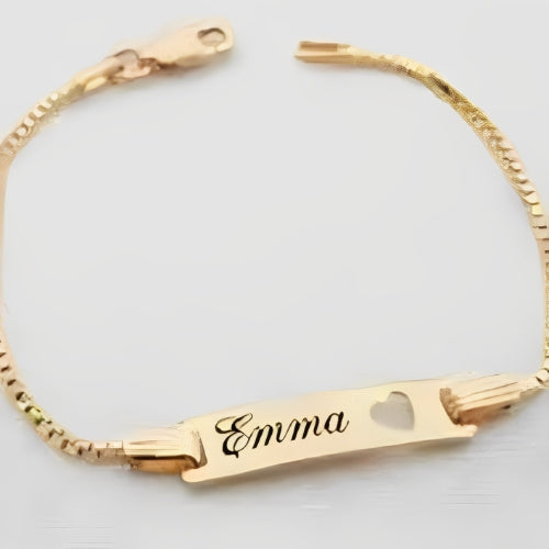 Gold  Anklet Customized Engraved  Name with Heart Personalized Name