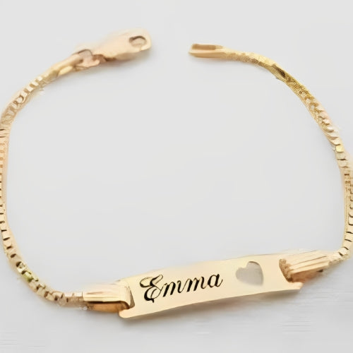 Gold  Anklet Customized Engraved  Name with Heart Personalized Name