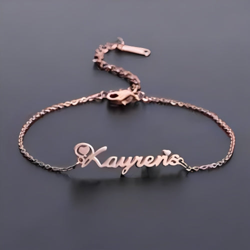 Gold Anklet Customized Name with Heart Personalized Name