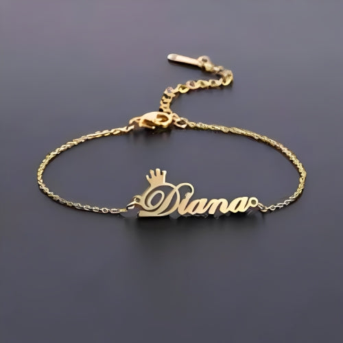 Gold Anklet Customized Name with Heart Personalized Name