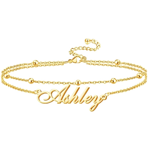 Gold Anklet Double Design Customized Name Personalized Name kids Jewlery