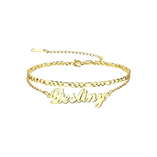 Gold Anklet Double Design Customized Name Personalized Name kids Jewlery