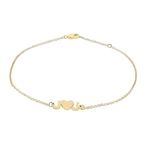 Gold Anklet Two Initials centred Heart Shape Customized  Personalized Initial