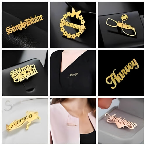 Gold Customized Name Personalised Name Broosh Different designs