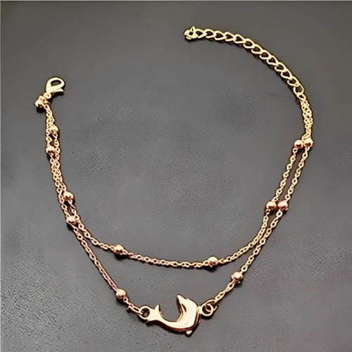 Gold Double Anklet Whale Design Custmized Personalized