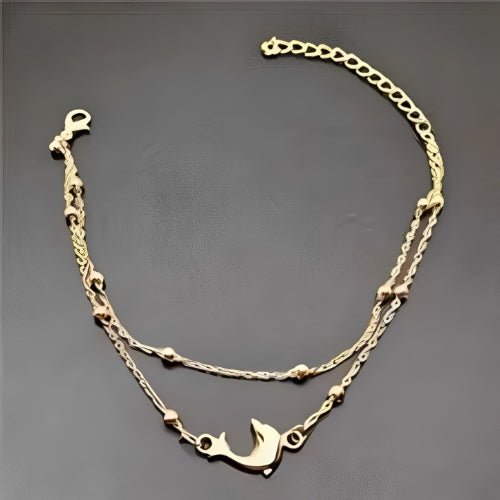 Gold Double Anklet Whale Design Custmized Personalized