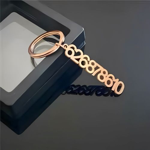 Gold Keychain Customized Number Design Pesonalised Number