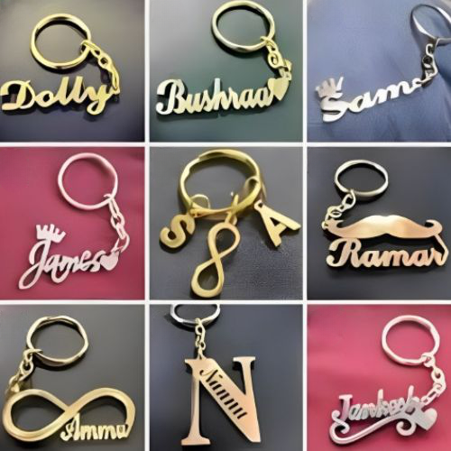 Gold Keychain Various Designs Customized Name Engraved Pesonalised Name