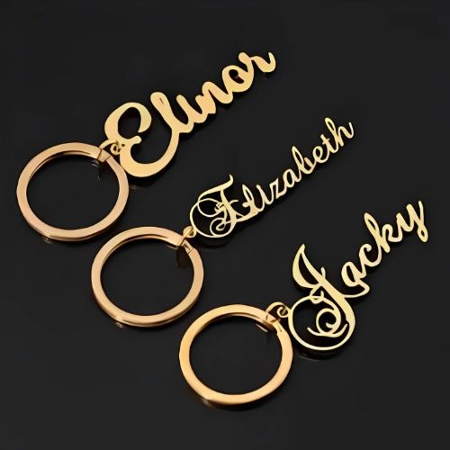Gold Keychain Various Designs Customized Name Pesonalised Name