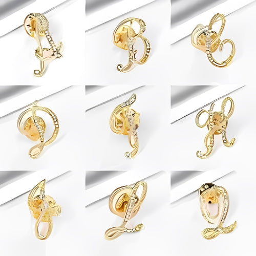Men-Women Gold-Customized Personalised Initials-Broosh Jewel.