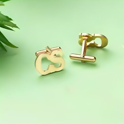 AALIA JEWELRIES Men Cufflinks Gold 2Initials Special Design Customized 2Initials  Personalized Initials Gift Father-Wedding-Engagement-Birthday-Valentines.