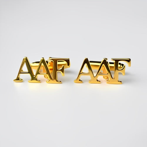 AALIA JEWELRIES Men Cufflinks Gold 3 Initials Design Customized 3 Initials Special Personalized Initials Gift Father-Wedding-Engagement-Birthday-Valentines.