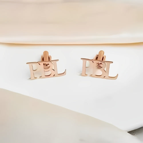 AALIA JEWELRIES Men Cufflinks Gold Initials Special Design Customized 3Initials Personalized 3Initials Gift Father-Wedding-Engagement-Birthday-Valentines.