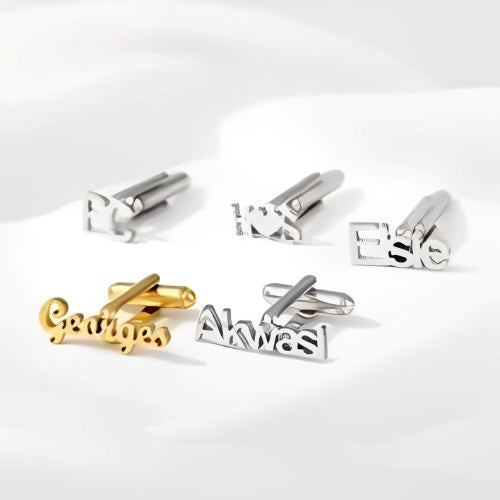 AALIA JEWELRIES Men Cufflinks  Gold Silver  Design Customized Name Personalized Name Gift Father-Wedding-Engagement-Birthday-Valentines.