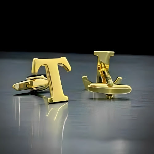 AALIA JEWELRIES Men Cufflinks Initial Gold Customized Initial Personalized Initial Gift for occasions  Father-Wedding-Engagement-Birthday-Father.