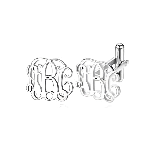 AALIA JEWELRIES Men Cufflinks Initial Silver Design Customized Initial Personalized Initial Gift Father-Wedding-Engagement-Birthday-Father