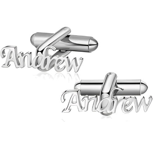 AALIA JEWELRIES Men Cufflinks  Silver Customized Name Personalized Name Gift Wedding-Engagement-Valentines-Birthday-Father all occasions.