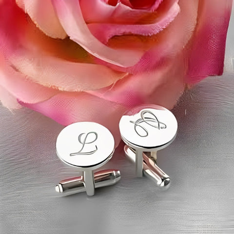 AALIA JEWELRIES Men Cufflinks  Silver Engraved Customized Name Personalized Name Gift Father-Wedding-Engagement-Birthday-Valentines.