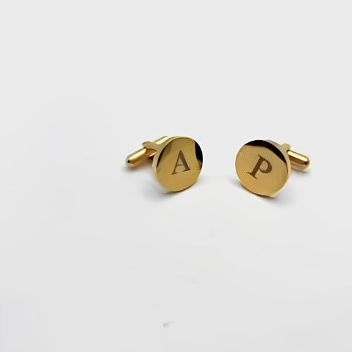 AALIA JEWELRIES Men Cufflinks Special Gold Design Customized one Initial Letter Personalized one Initial Gift Father-Wedding-Engagement-Birthday-Father.