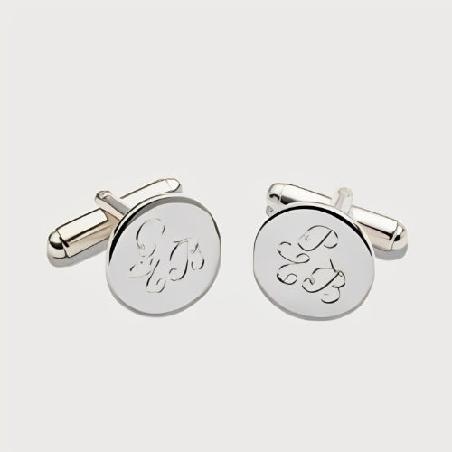 AALIA JEWELRIES Men Cufflinks Special Silver Design Customized 3 Initials Personalized one 3 Initials Gift Father-Wedding-Engagement-Birthday-Father.