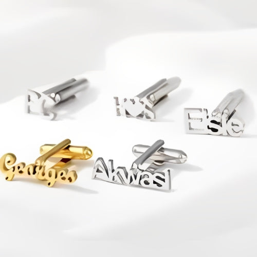 AALIA JEWELRIES Men Cufflinks Various Customized 1Name 2 Names Initials Personalized Gifts Father Valentines Wedding Birthday Engagement and All Occasions