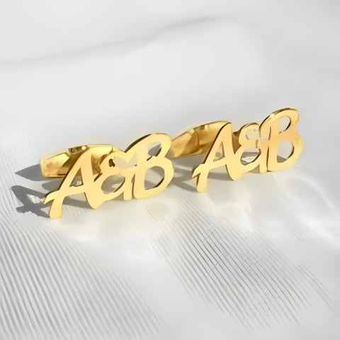 AALIA JEWELRIES Men Cufflinks couple cufflinks Gold Customized 2 Initials with & Personalized Initials Gift Father-Wedding-Engagement-Birthday-Valentines