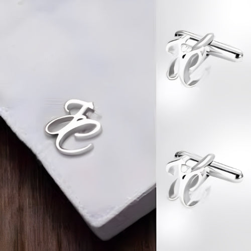 AALIA JEWELRIES Men Cufflinks  sILVER  Customized 2 Initials Personalized 2 Initials Gift Wedding-Engagement-Valentines-Birthday-Father.