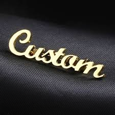 Men Gold Customized Name  Designed  Personalised Name Broosh Jewels.