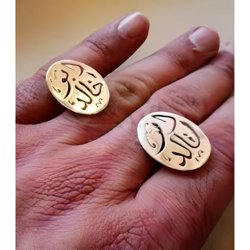 AALIA JEWELRIES Men Oval Cufflinks  Gold Design Arabic Font Customized Name Personalized Name Gift Father-Wedding-Engagement-Birthday-Valentines.